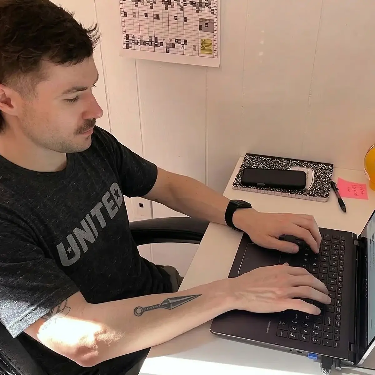 Connor Hebert at work