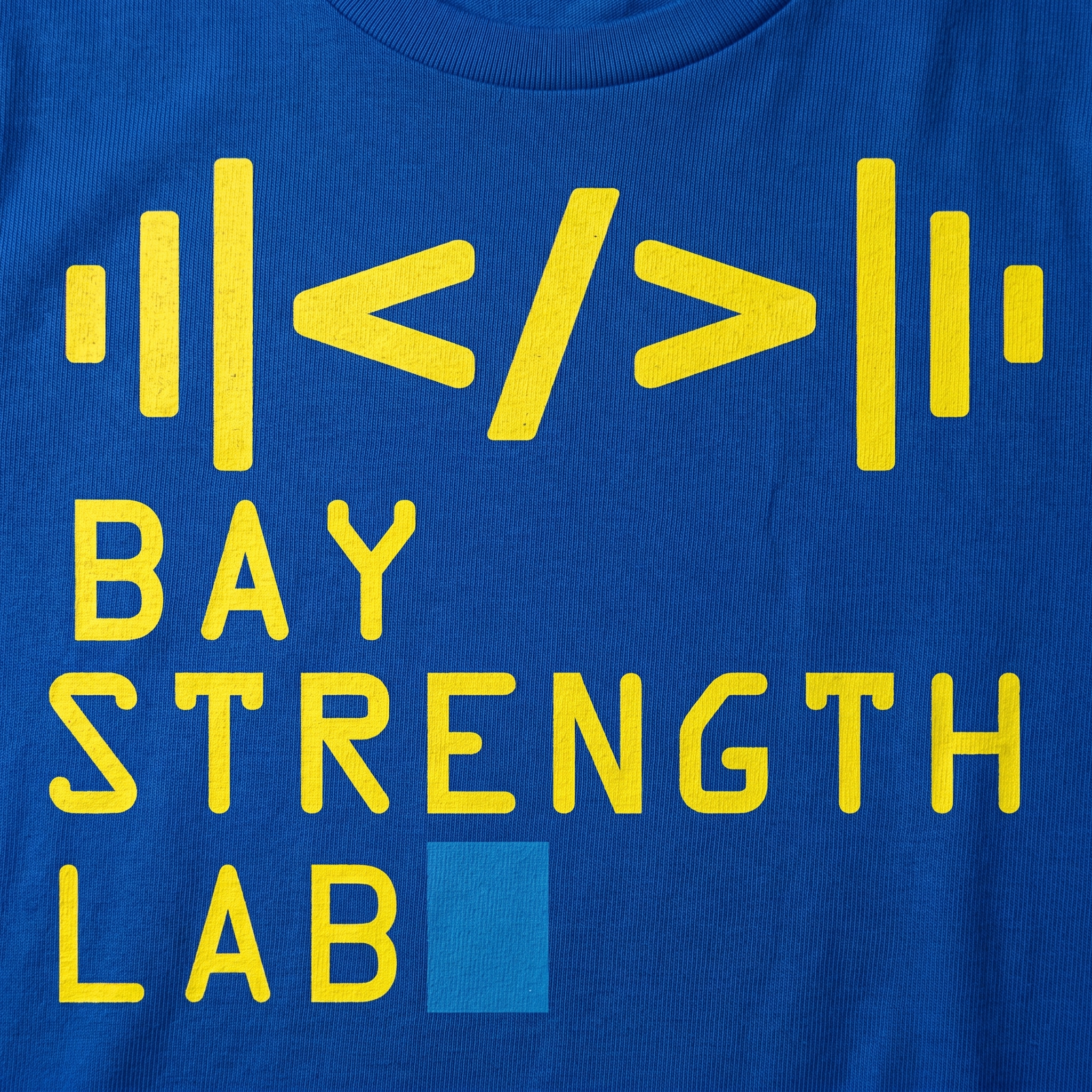 Bay Area Strength Lab screen printed logo detail