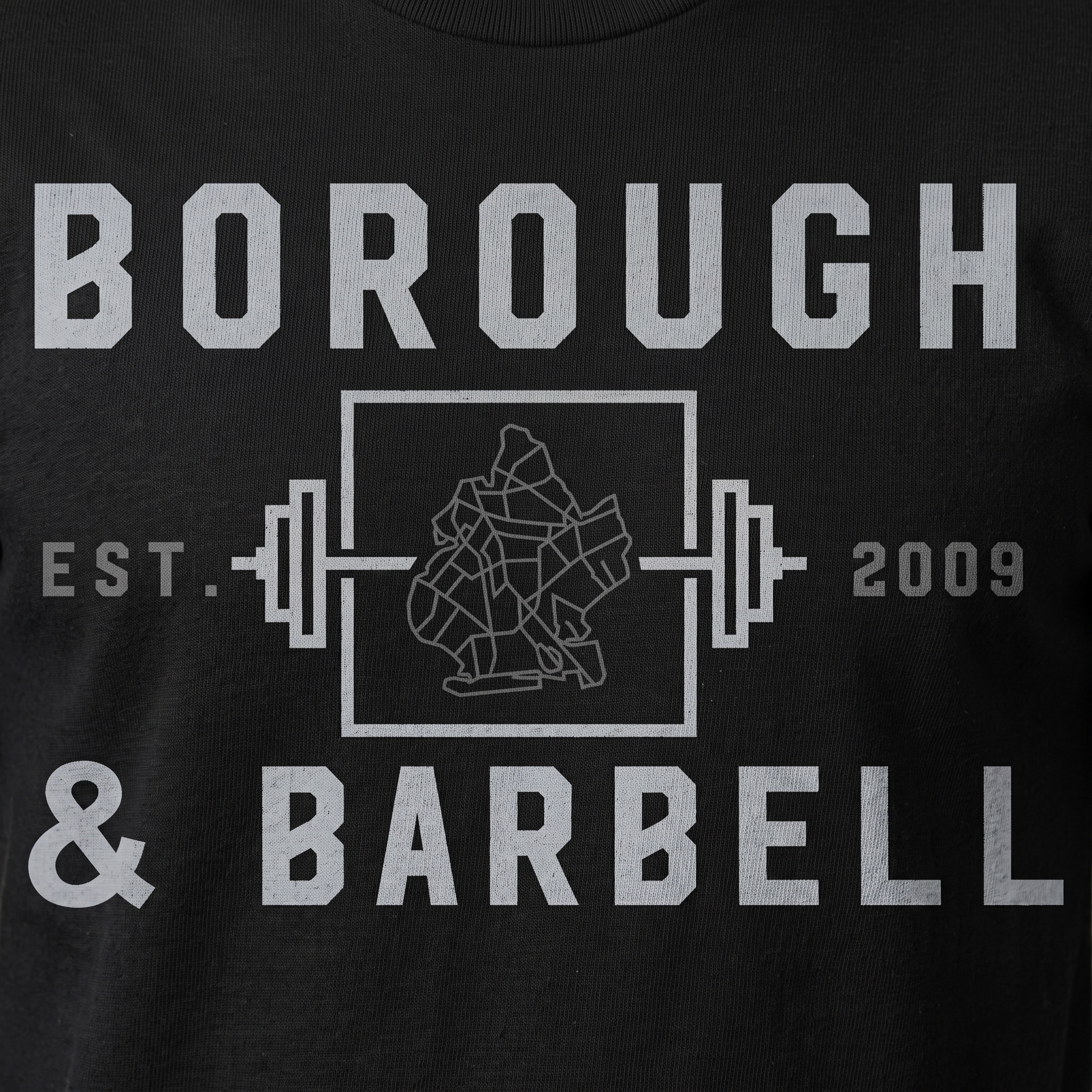 Borough & Barbell screen printed logo detail
