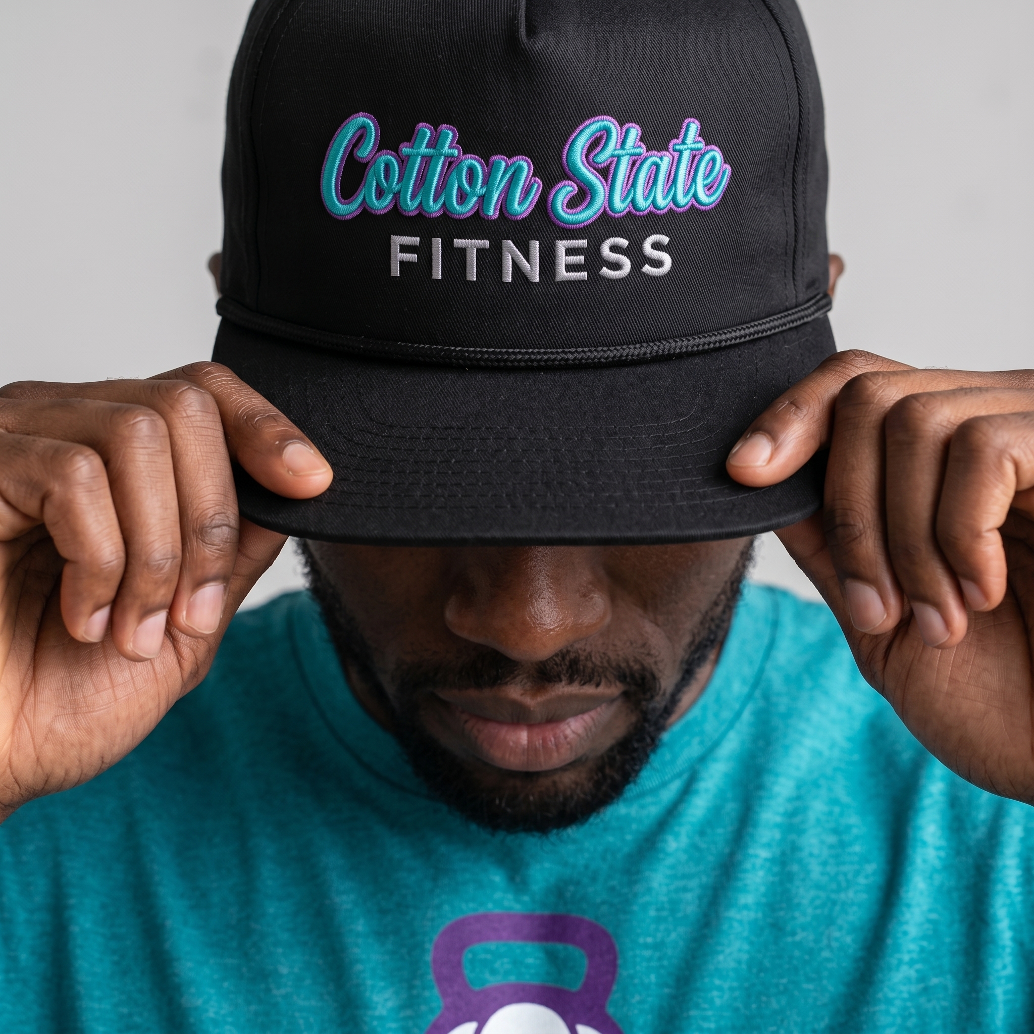Cotton State Fitness Co. black rope hat with embroidered Cotton State Fitness mark