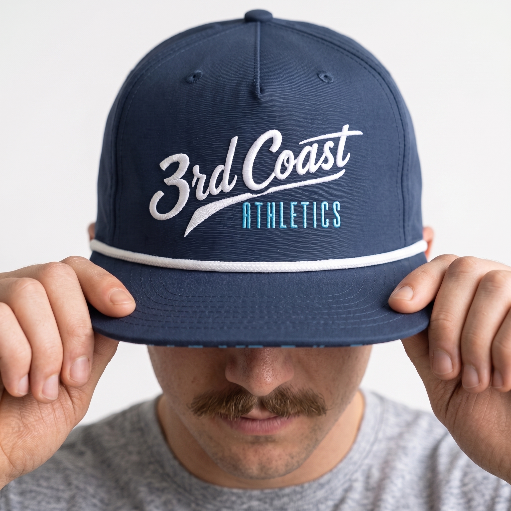 Navy 3rd Coast Athletics rope cap with white embroidery