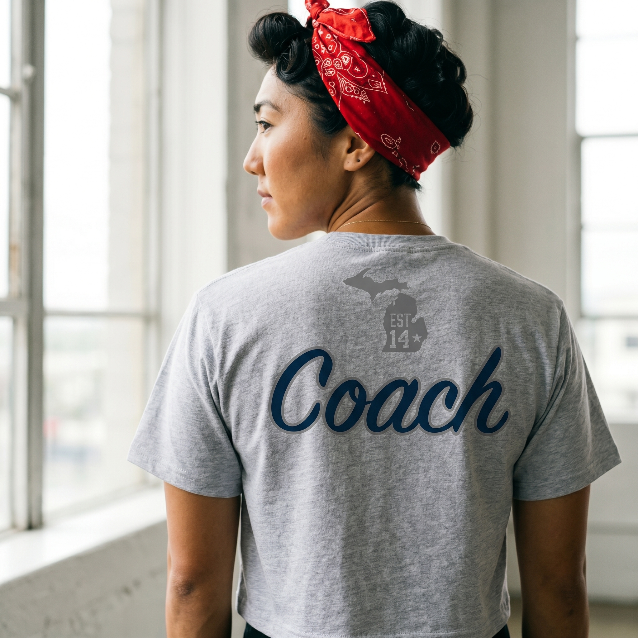Motor City Athletic Assembly coach shirt back print with Michigan mark