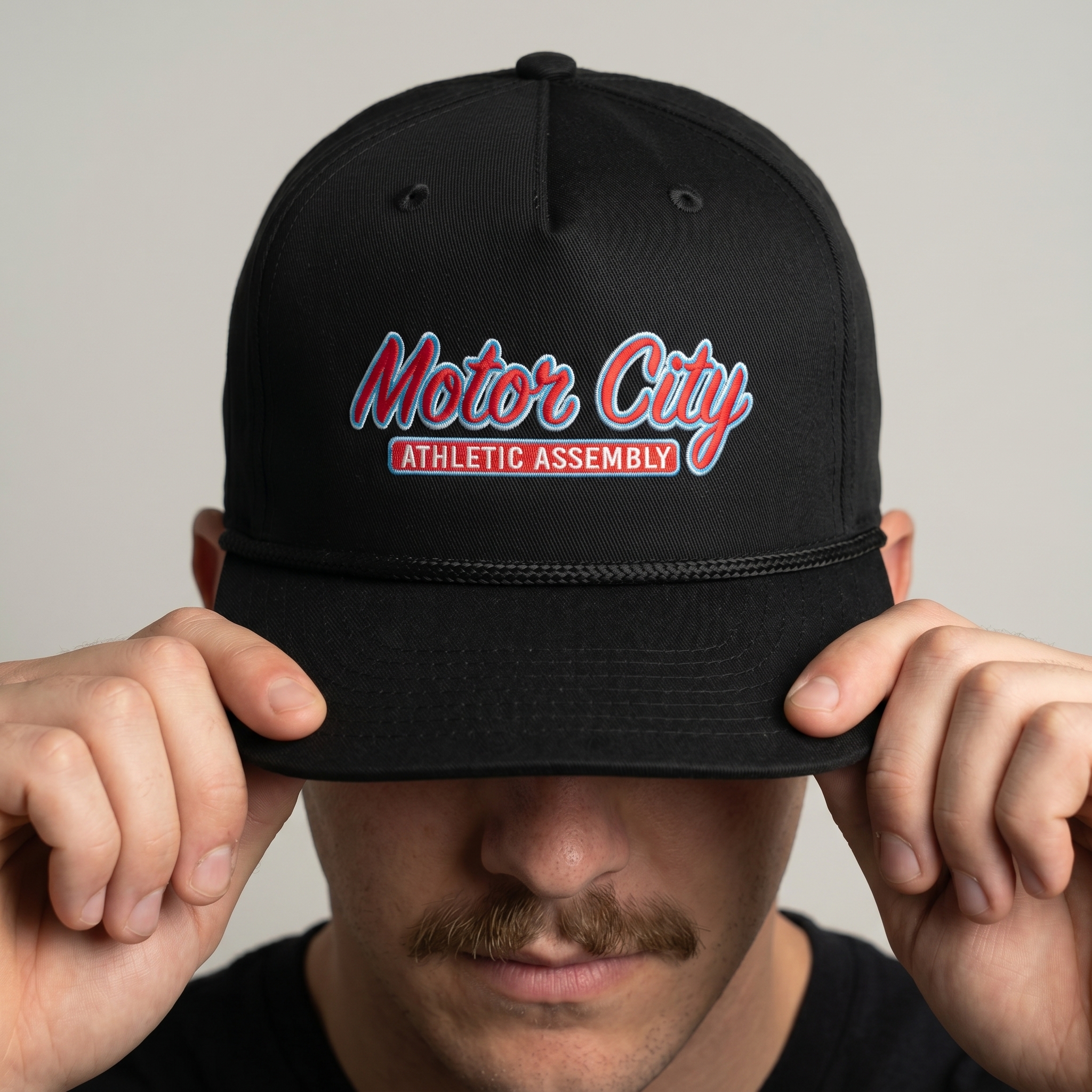 Motor City Athletic Assembly black rope hat with embroidered logo
