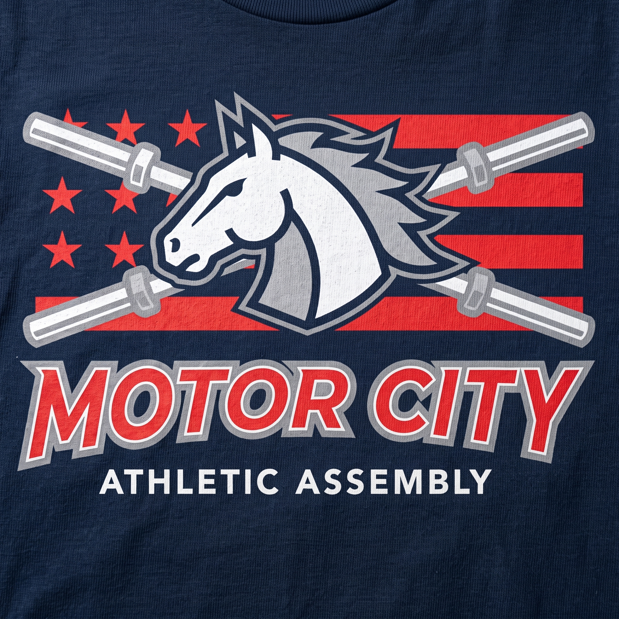 Motor City Athletic Assembly screen printed logo detail