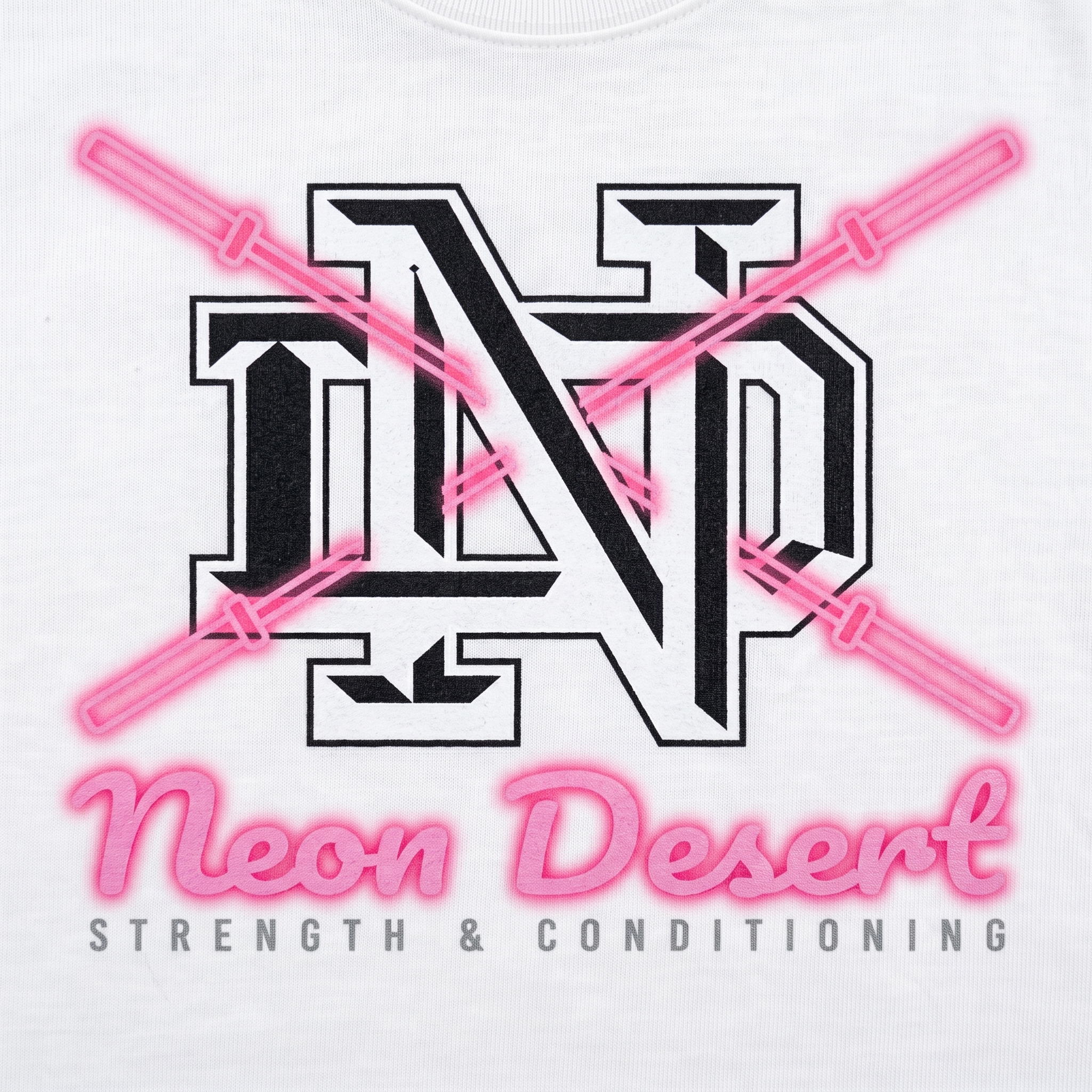 Neon Desert screen printed logo detail