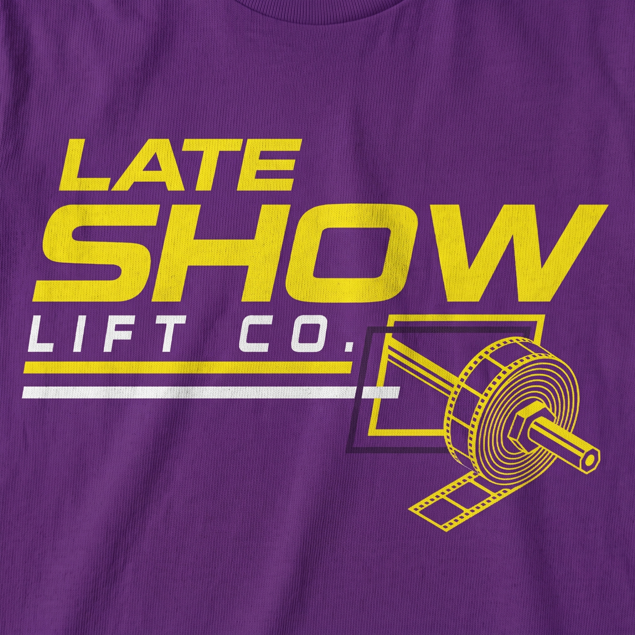Late Show Lift Co screen printed rocket logo detail