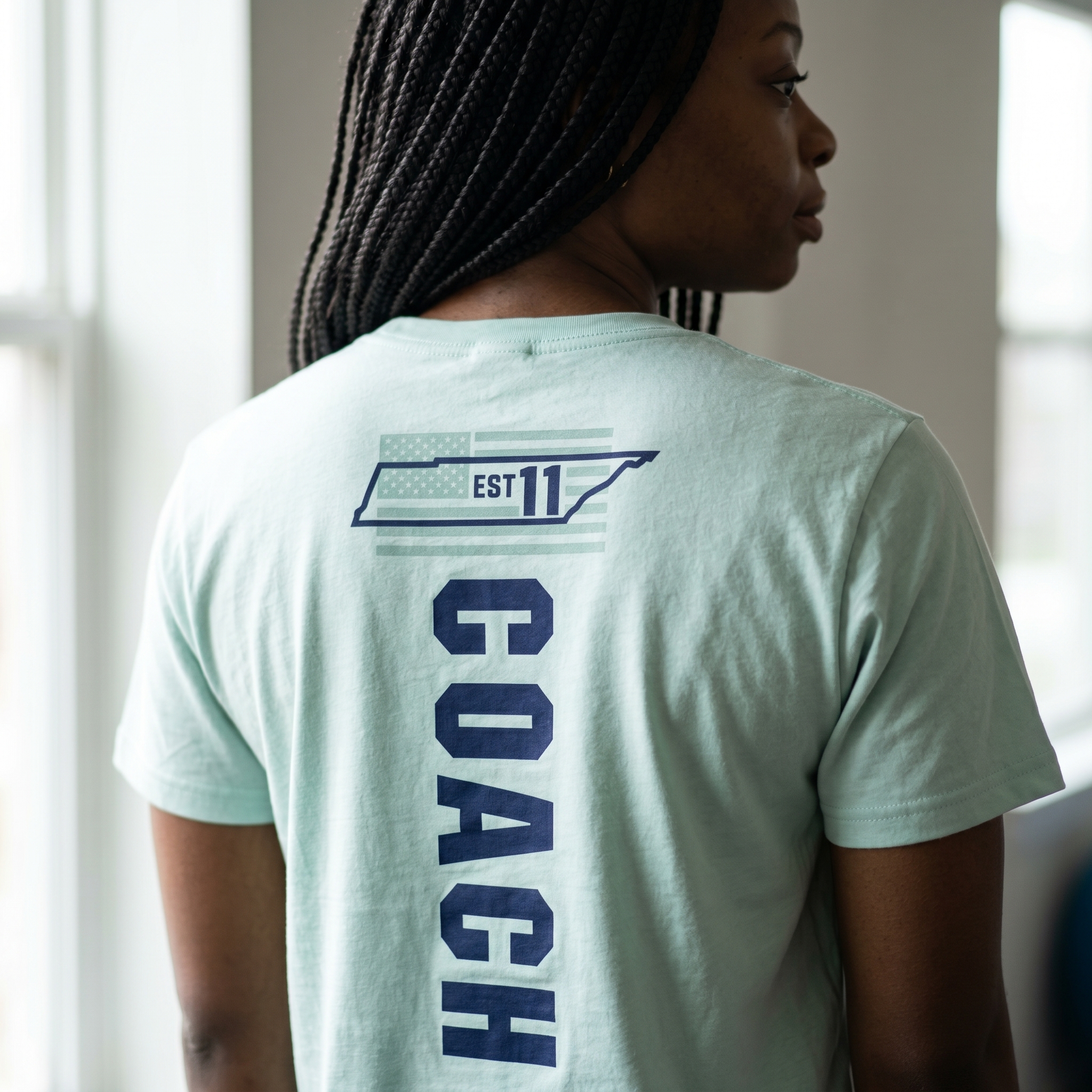 Bluff City Strength Co mint coach tee with Tennessee back mark
