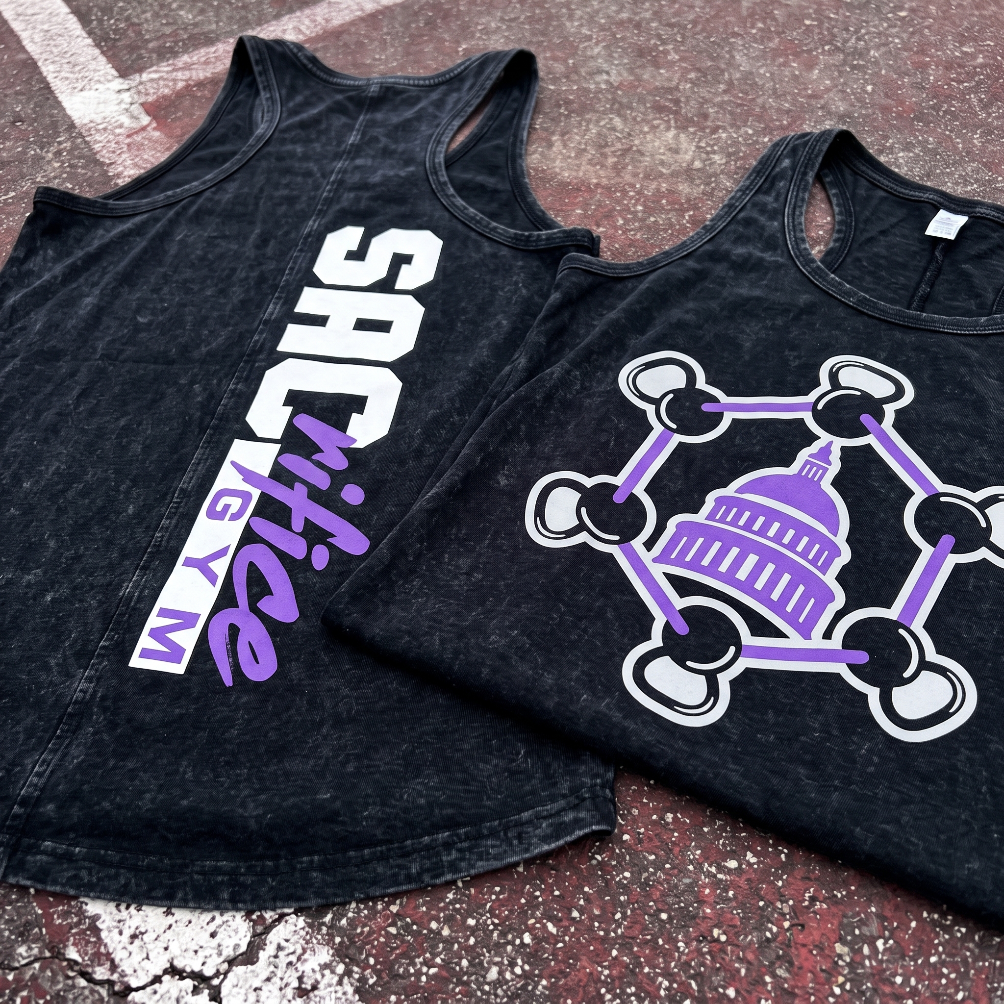 Light grey SACrifice Gym performance hoodie with purple front logo and California sleeve mark