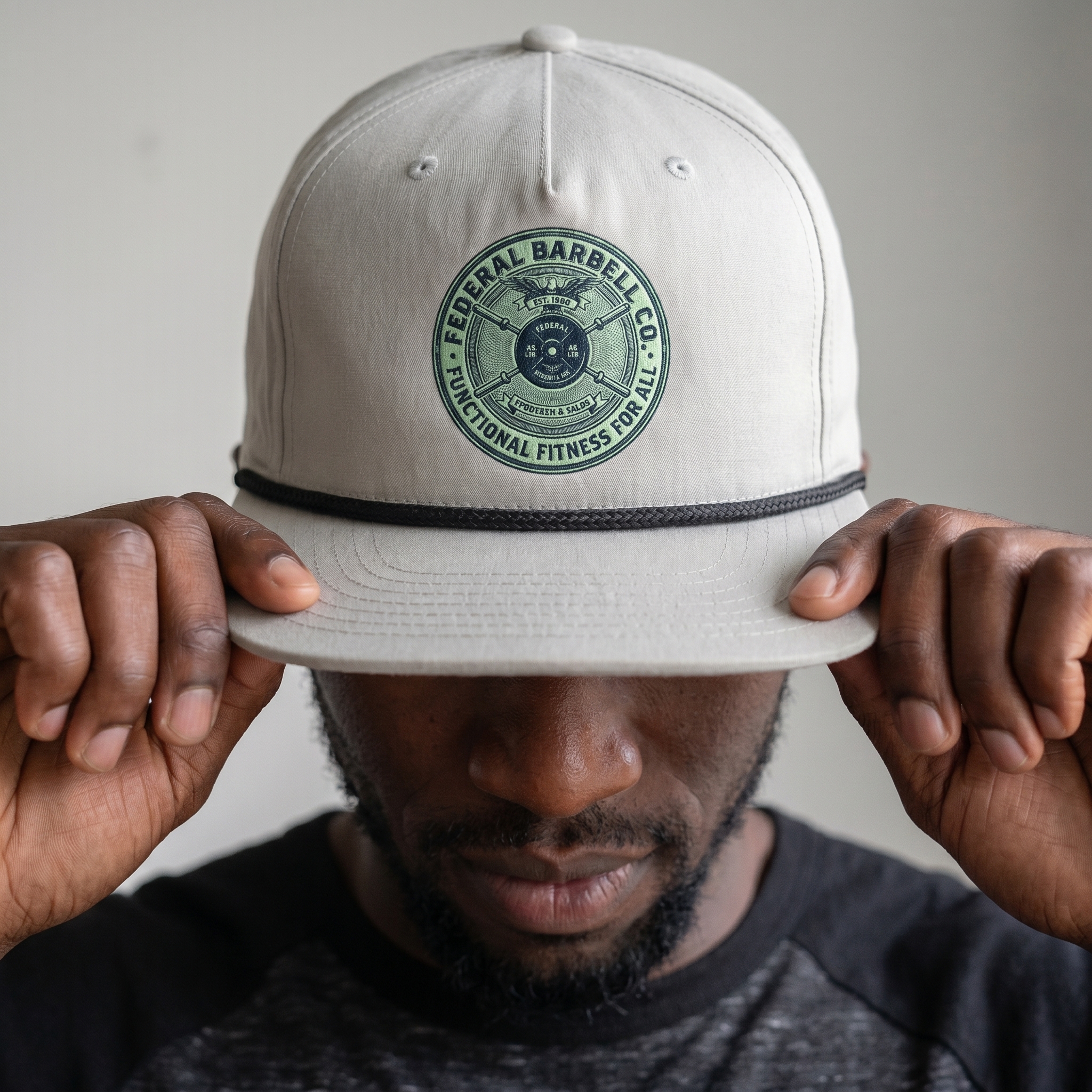 Stone Federal Barbell Co. rope cap with embroidered circular seal logo