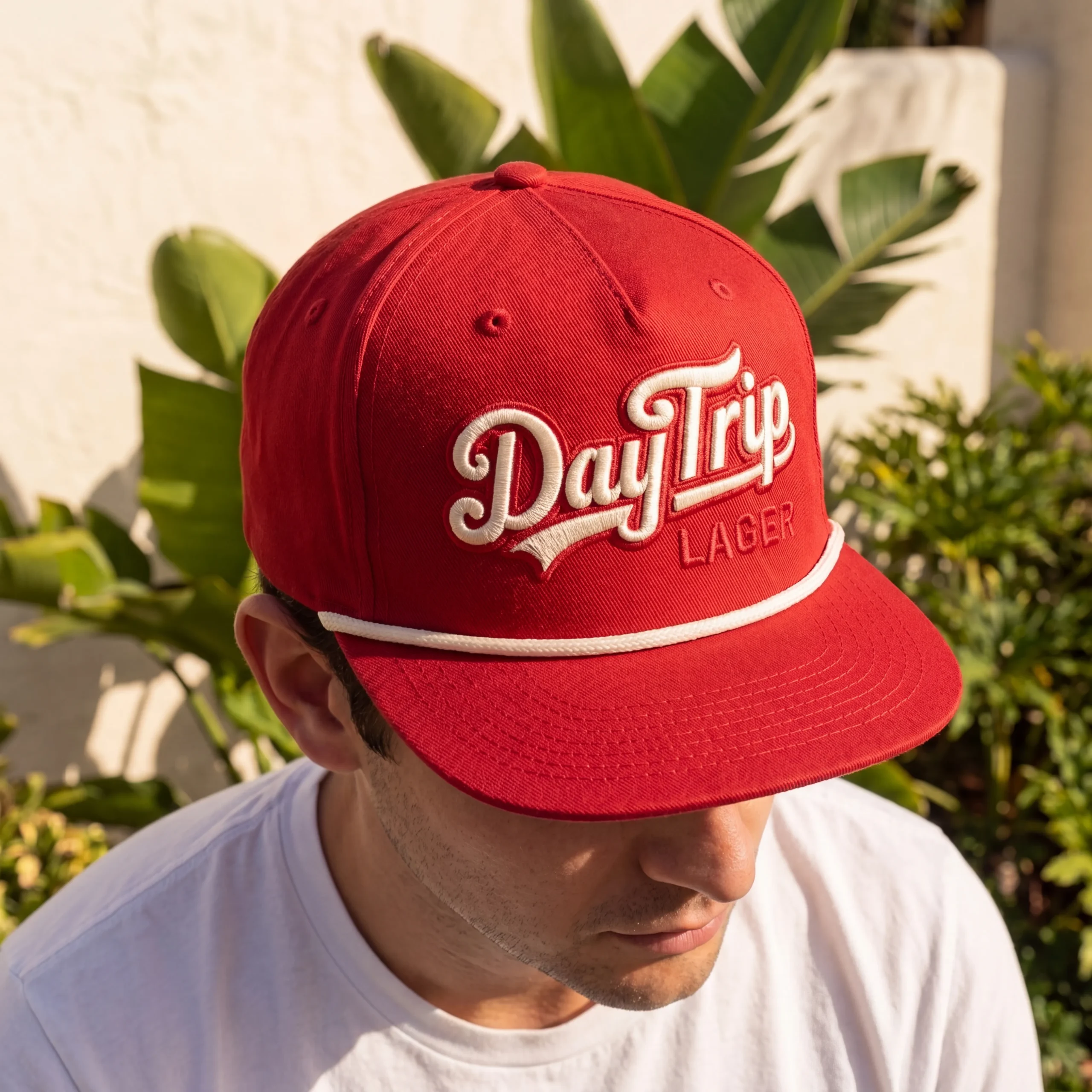 Red Day Trip Lager embroidered rope hat