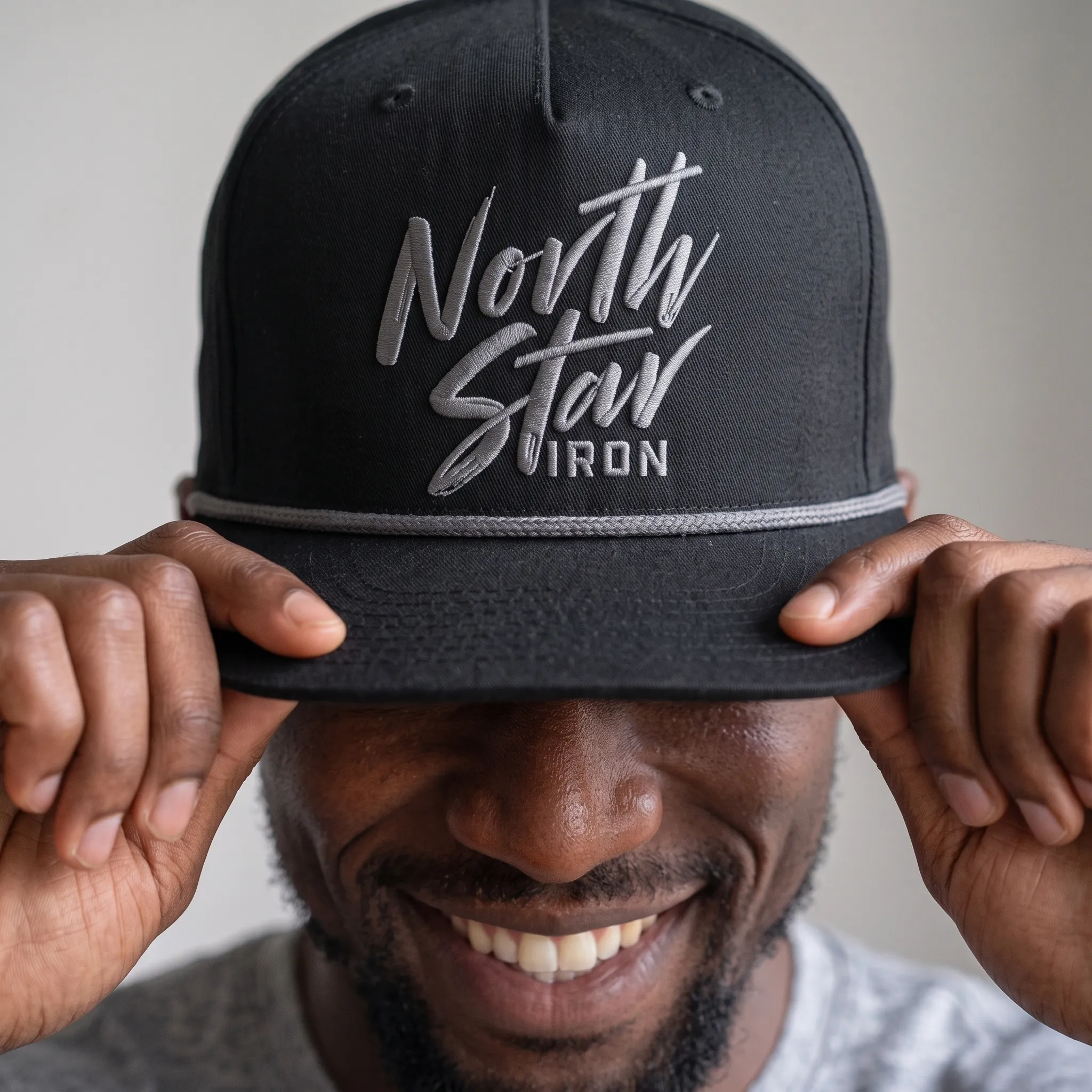 Black North Star Iron hat with tonal embroidered script logo
