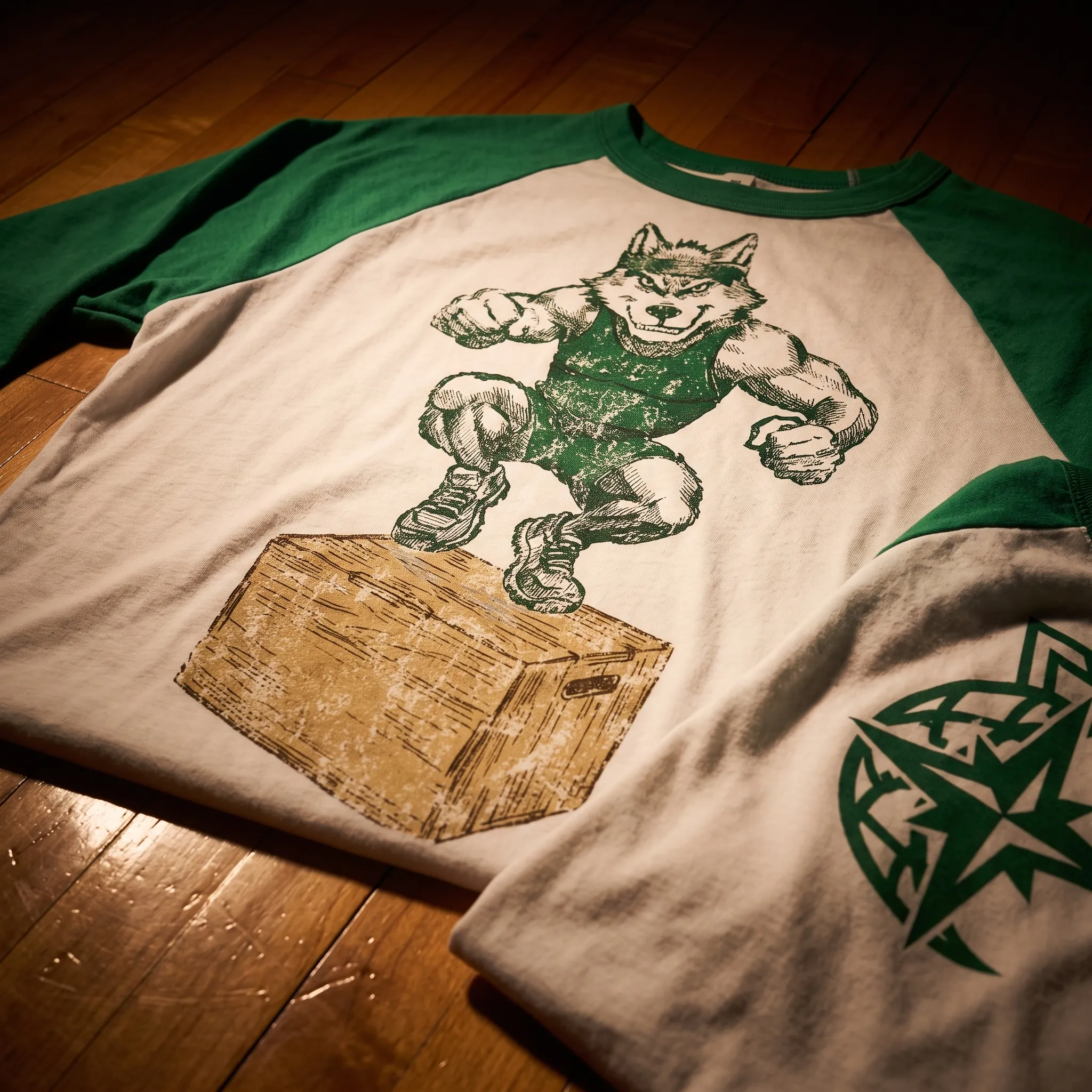 North Star Iron vintage raglan with wolf mascot graphic