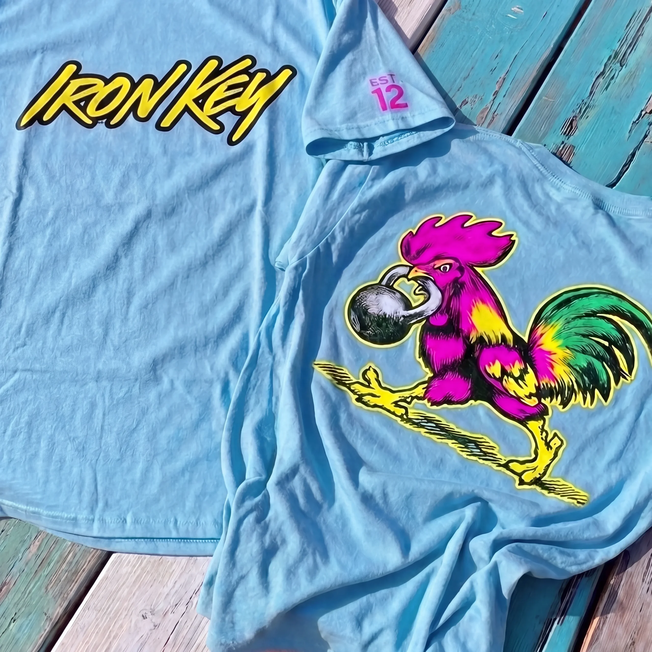 Iron Key Chicken on a Weighted Mission shirt concept
