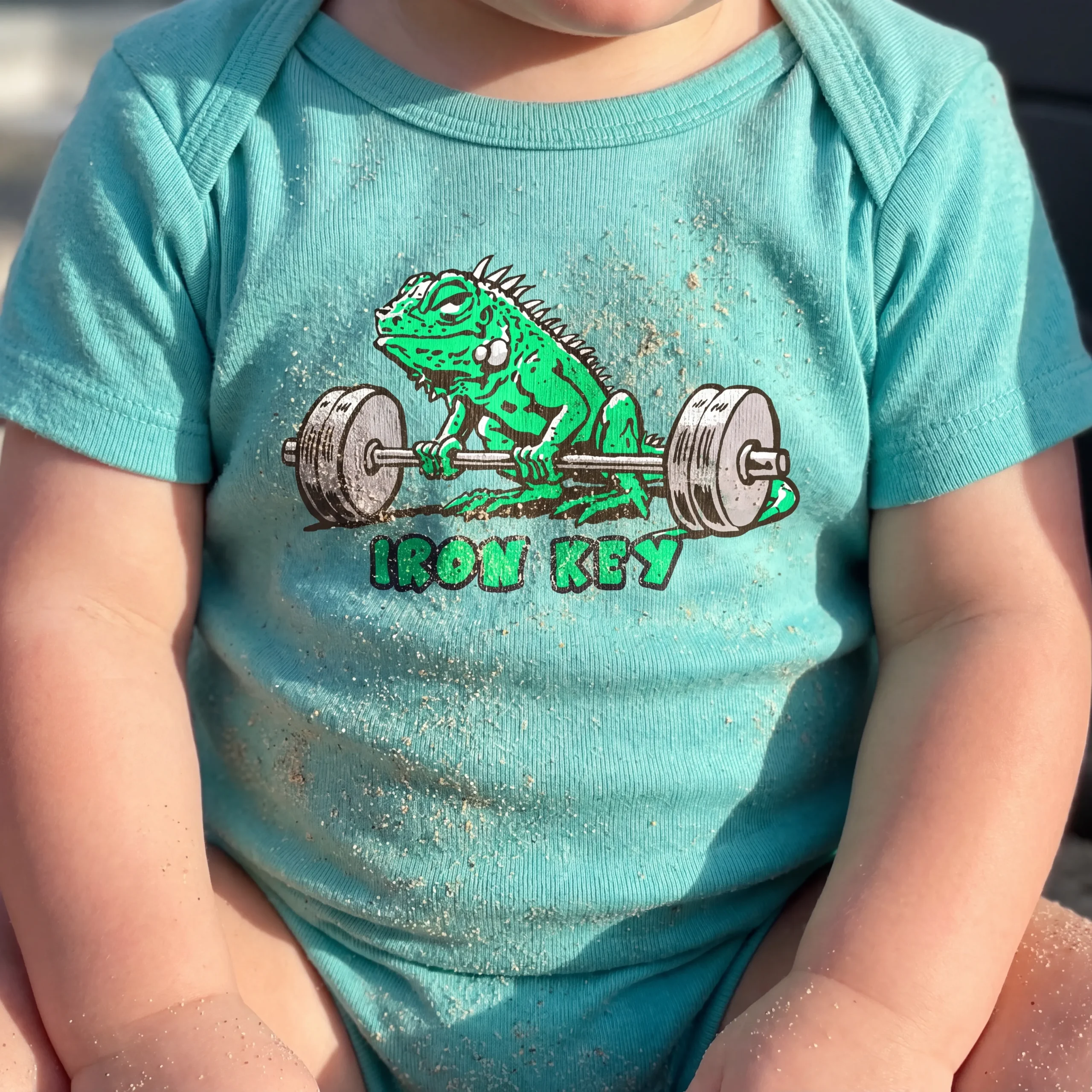 Iron Key Baby Iguana onesie photographed near Duval Street