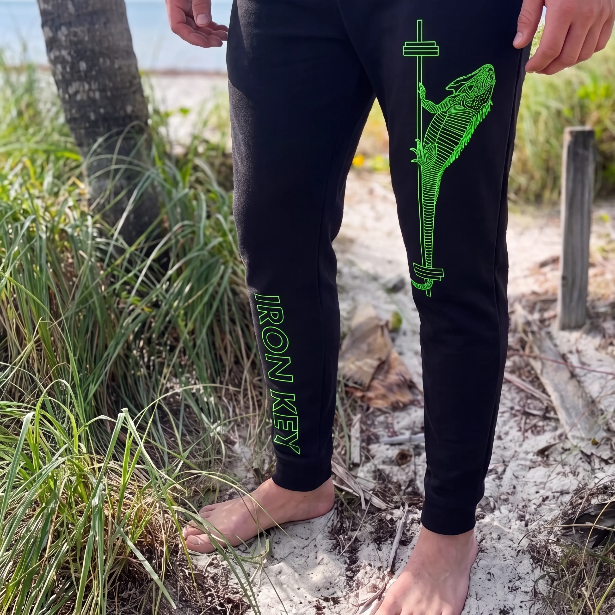 Iron Key Lizard Lift joggers photographed near Smathers Beach